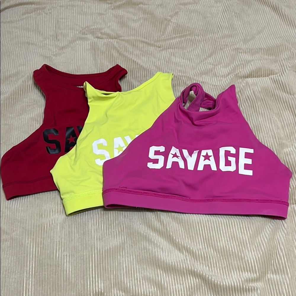 Savage Crop Tops Set - Red, Yellow, Pink